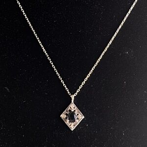 Custom Jewelry Sapphire and Diamond Pendant Necklace in 10K White Gold